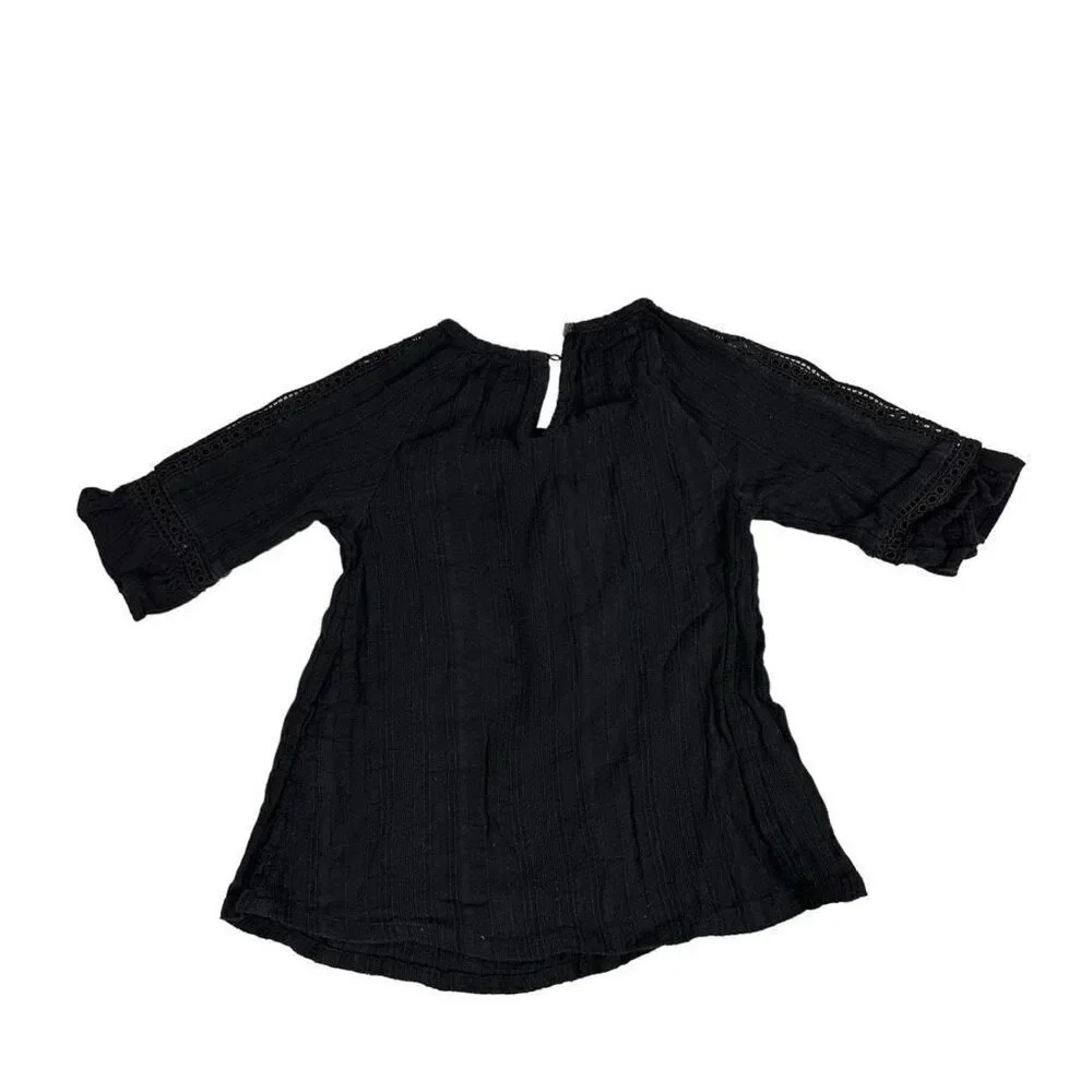 Old Navy Girls size 8 Cold-Shoulder Lace-Trim Dobby Top Black